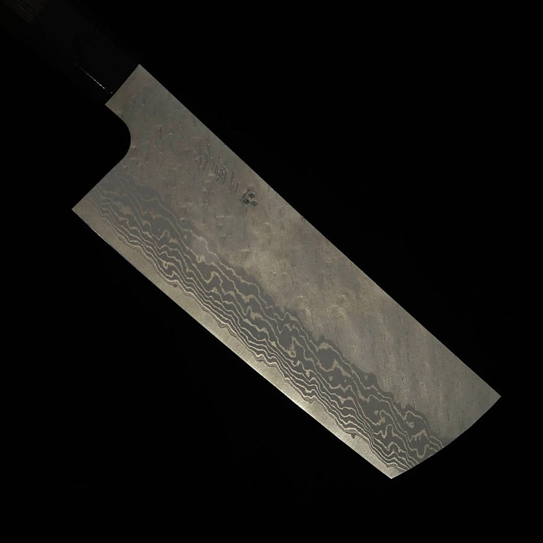 NIGARA cuchillo nakiri de punta redondeada VG10 damasco martillado mango de wengué (165 mm)