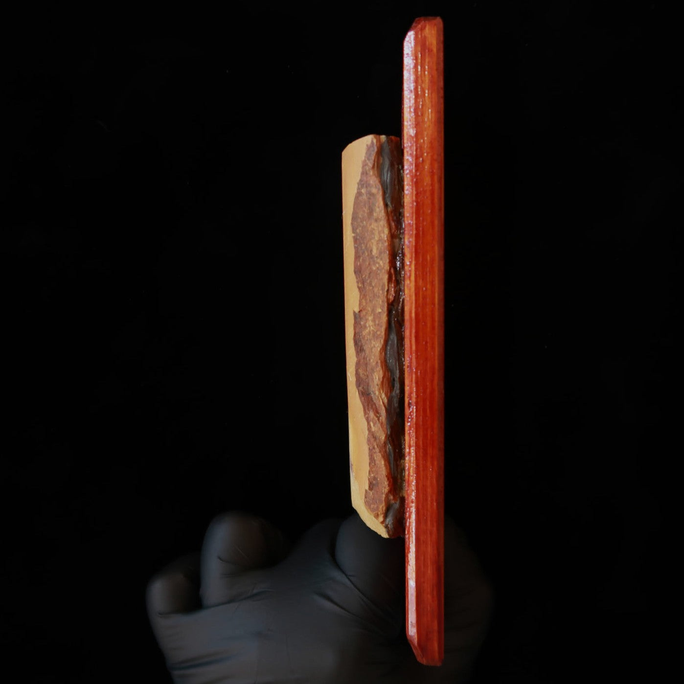 天然砥石　奥殿 合砥 コッパ 台付き 53×112×17mm