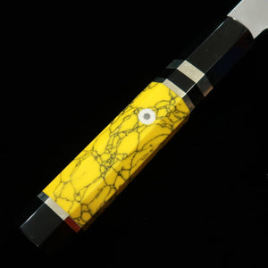 Miura Obidama Single-Edged Gyuto, Ginsan, Wood Finish, Yellow Custom Handle (240mm)