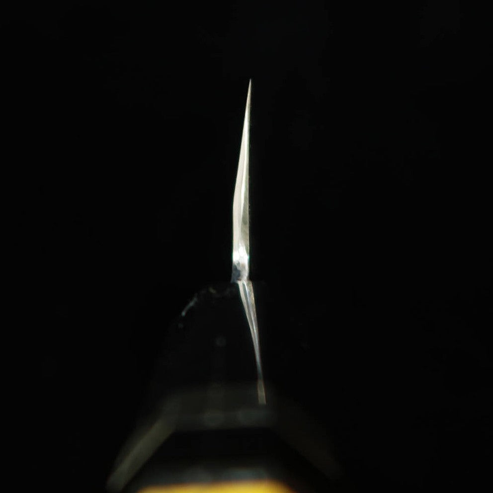 Miura Obidama Single-Edged Gyuto, Ginsan, Wood Finish, Yellow Custom Handle (240mm)