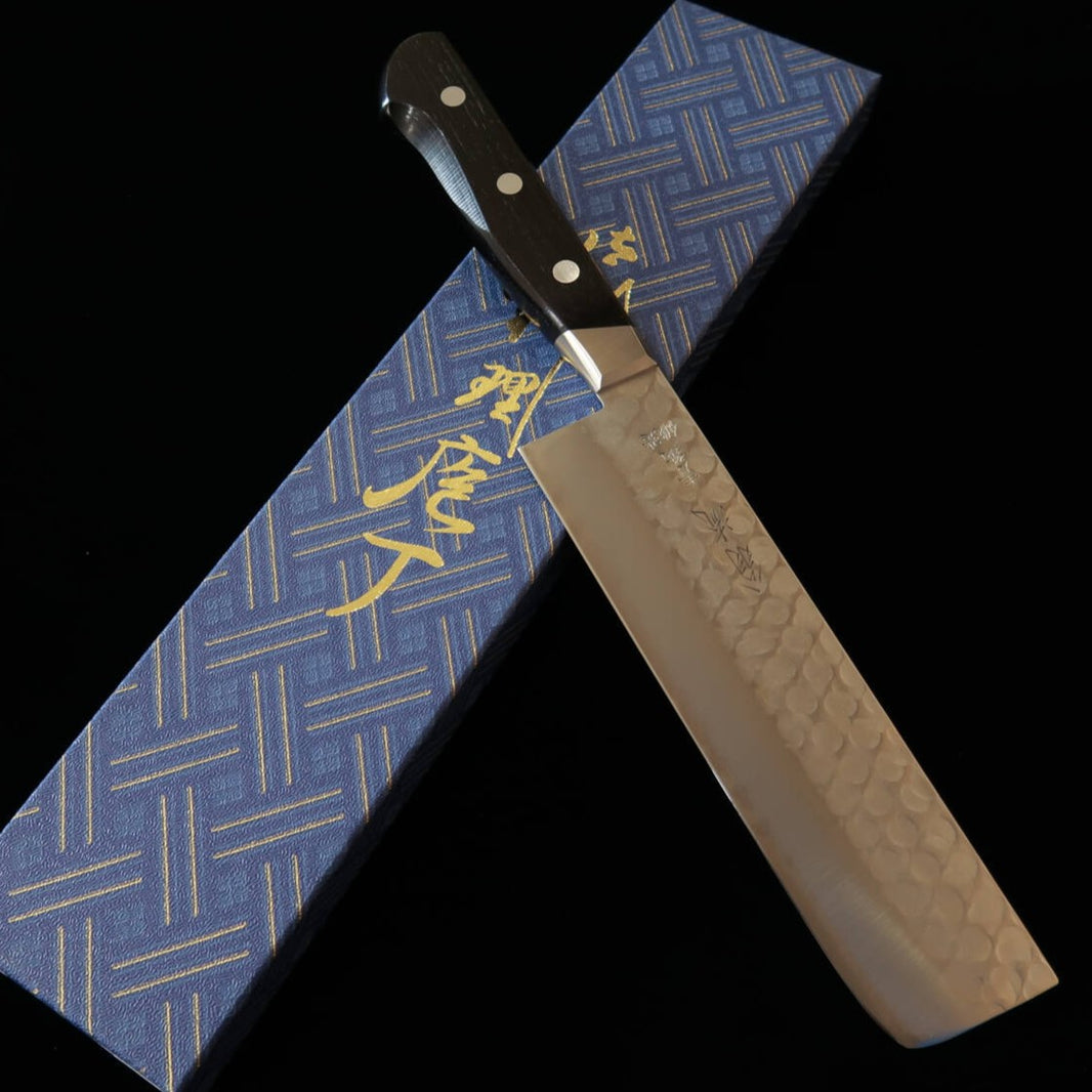 HADO Hado Michi, Nakiri, acabamento nashiji, aço Aogami, cabo preto com ferrule (165 mm)