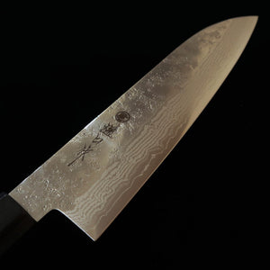 HIGUCHI Higuchi Santoku VG10 Damasco de 8 capas acabado Nashiji mango laminado gris (180 mm)