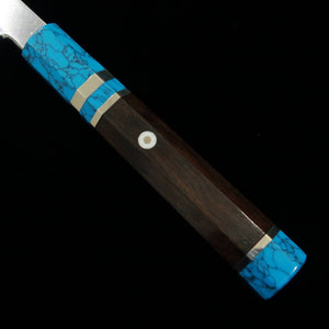 Miura佩MIURA Obidama Kirituke Yanagiba Para canhotos Gin San Nº3 Acabamento em madeira de amolar Cabo de turquesa (300mm)
