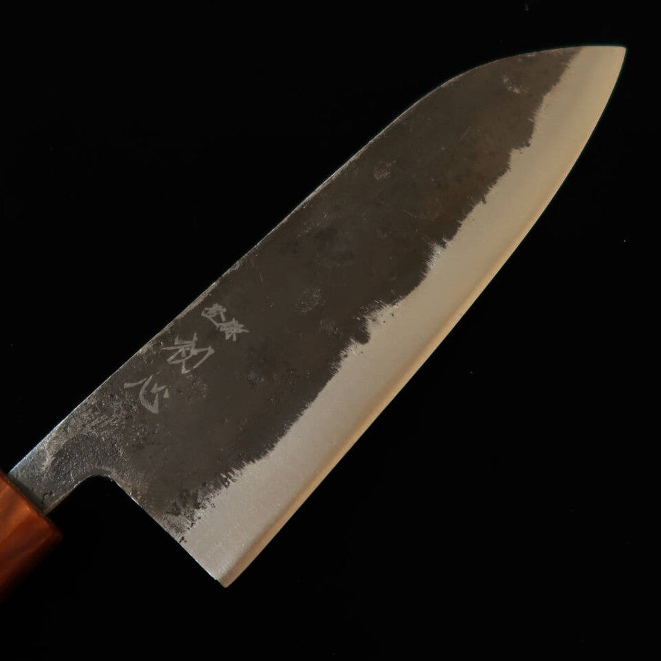 初心 HATSUKOKORO 黒鉄 三徳 青紙二号 黒打 黒檀八角柄樹脂口輪 （165mm）