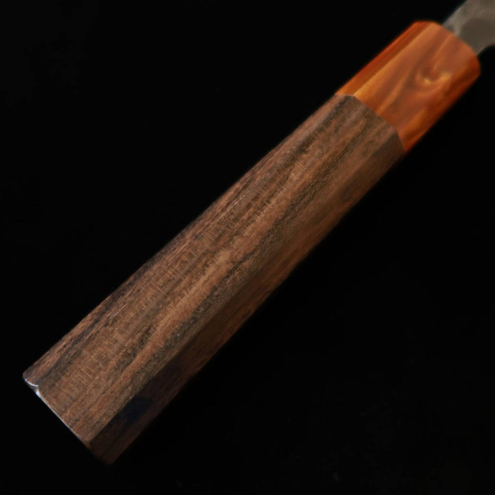 初心 HATSUKOKORO 黒鉄 三徳 青紙二号 黒打 黒檀八角柄樹脂口輪 （165mm）