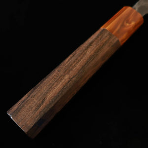 HATSUKOKORO Hatsukokoro Kurogane santoku, acier Aogami n°2, finition kuro-uchi, manche octogonal en ébène avec virole en résine (165 mm)
