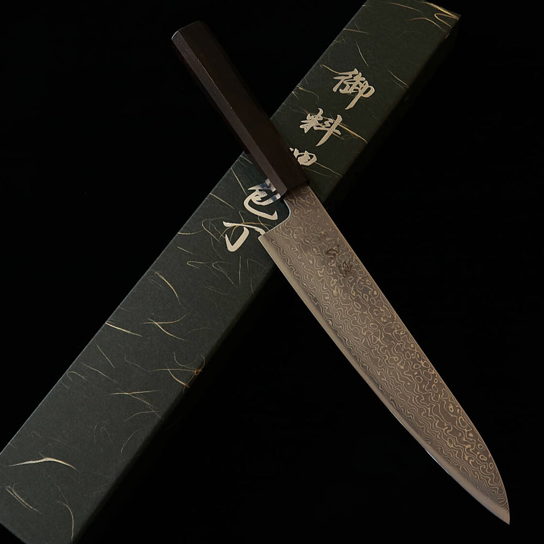 Hatsukokoro Gyuto VG10 Nickel Damascus Octagonal Ebony Handle (210mm)