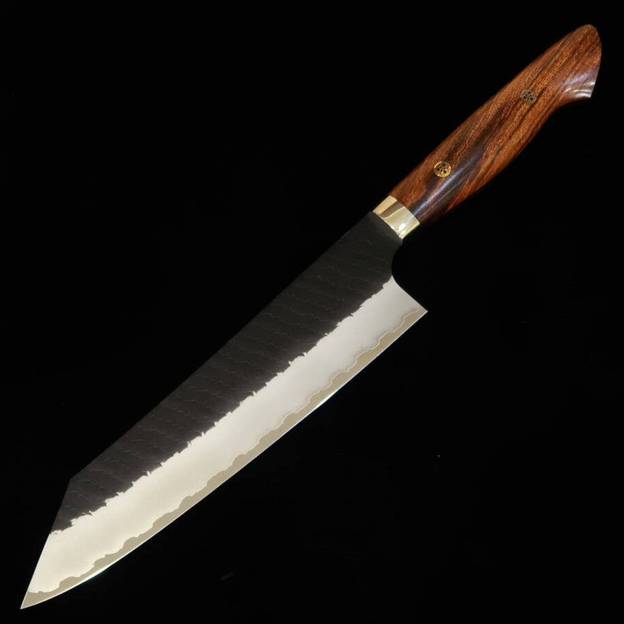 NIGARA 二唐刃物鍛錬所 Gyuto SG2, kuro-uchi martilleado, mango de ironwood (210 mm)