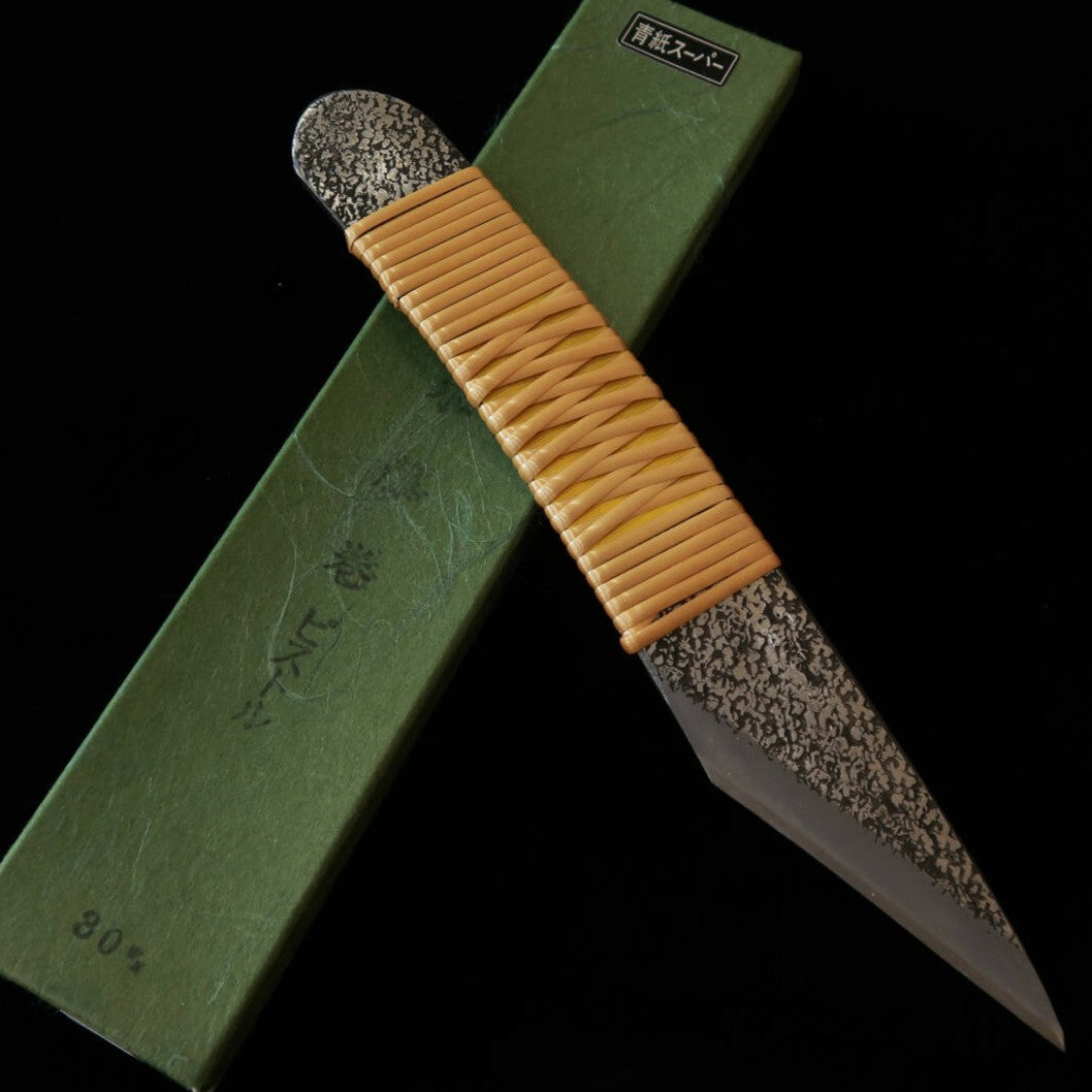 Kiridashi Knife Blue Paper Super, Pistol Grip, Wisteria-wrapped Handle (30mm)