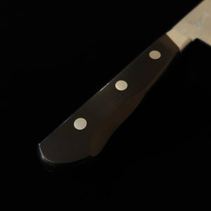 Minamoto Kotetsu couteau de chef (Gyuto) acier Yasugi Blue n°2 finition satinée manche en contreplaqué noir avec garde (200 mm)