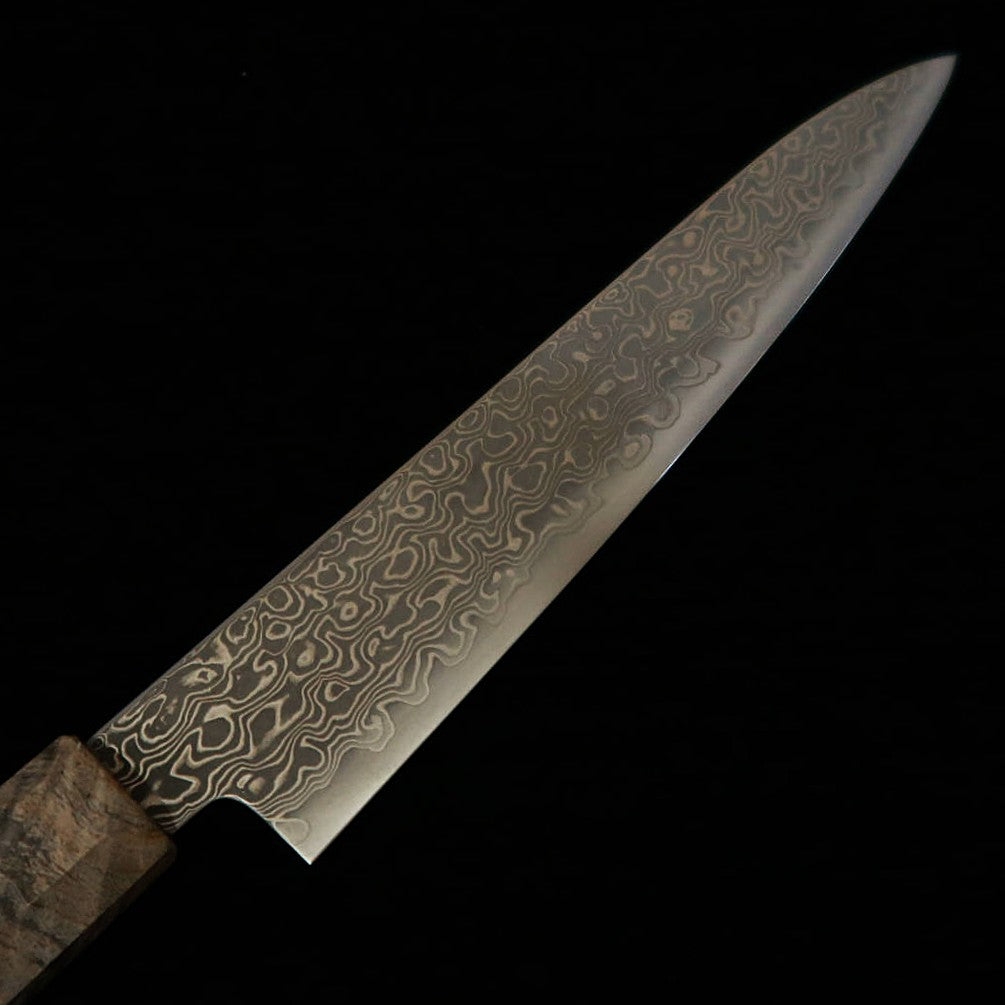 三浦MIURA ペティ VG10 鎚目 ニッケルダマスカス 黒スタビライズ青緑樹脂柄（150mm）