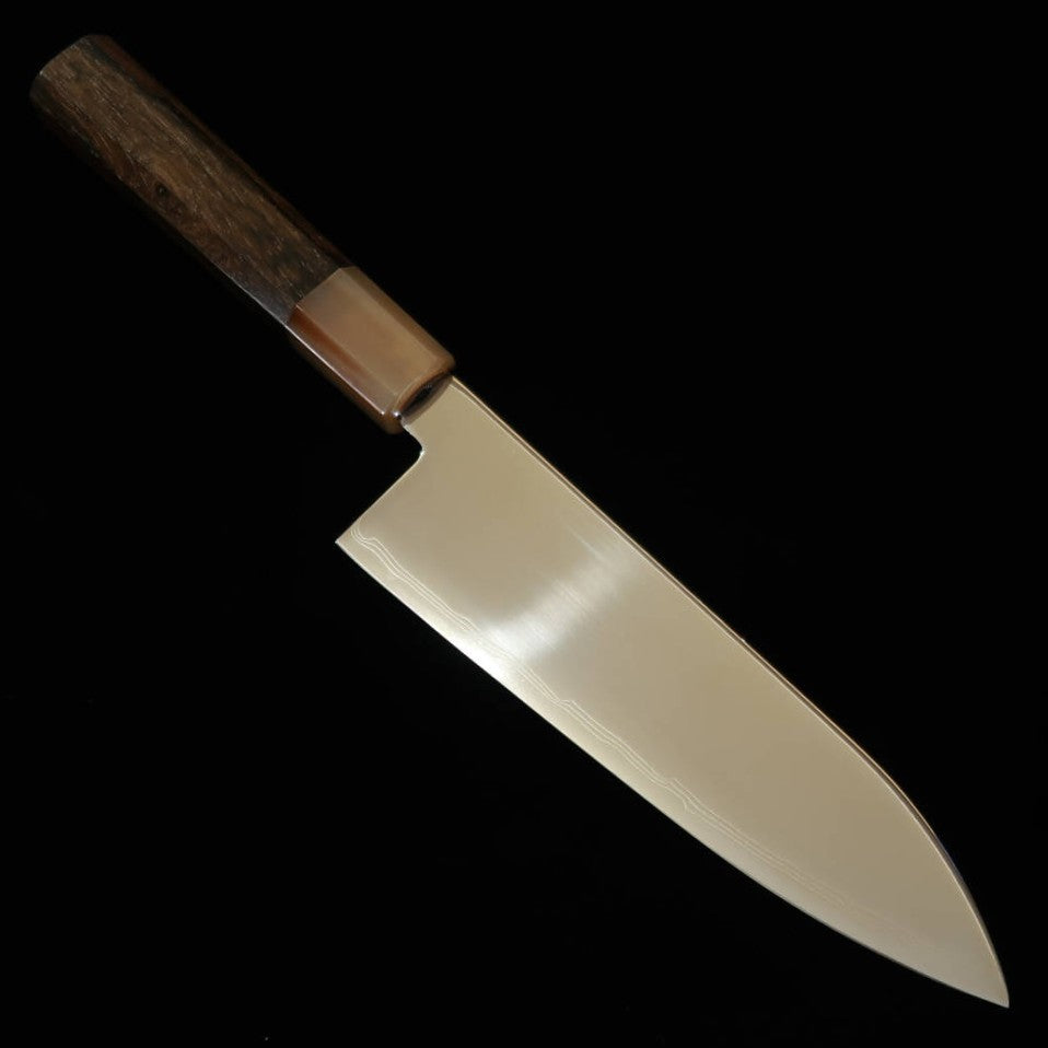 三浦MIURA 三徳 銀紙三号 鏡面 ダマスカス 白水牛黒柿柄（170mm）