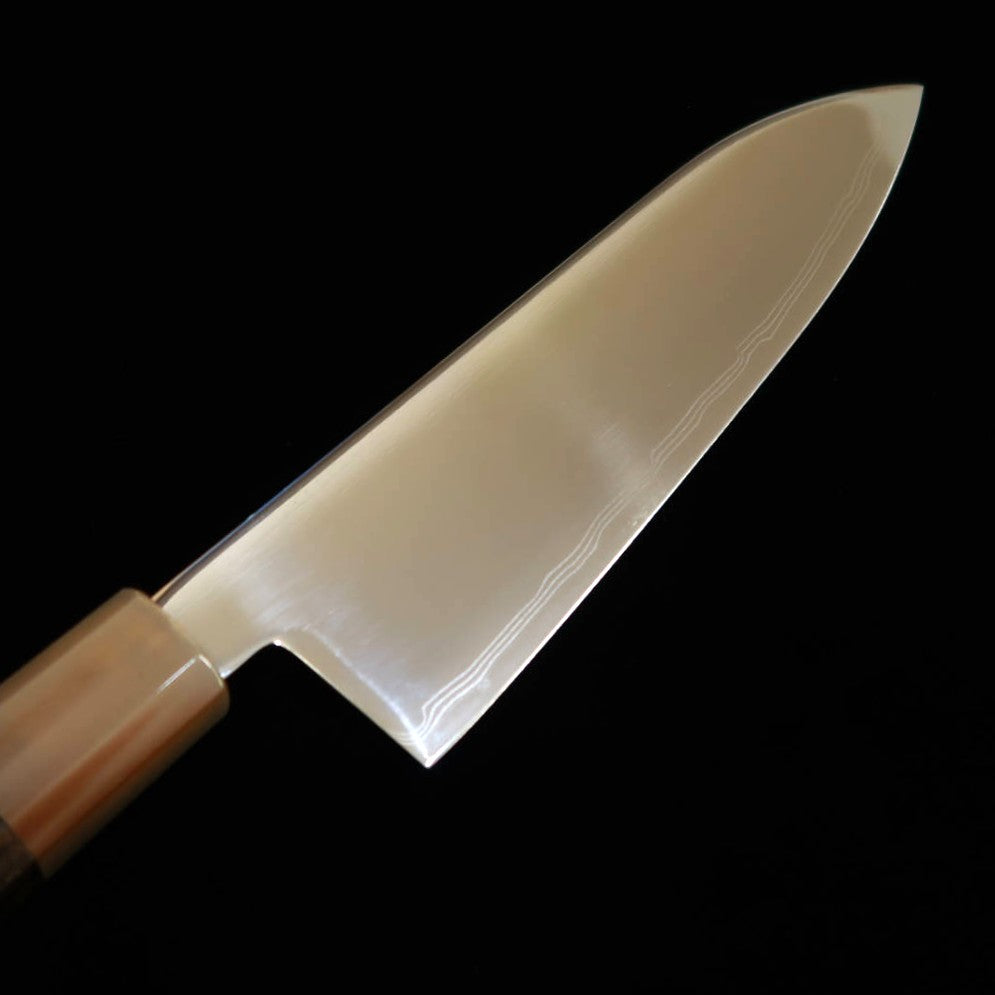 三浦MIURA 三徳 銀紙三号 鏡面 ダマスカス 白水牛黒柿柄（170mm