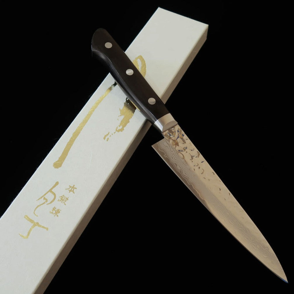 虎徹 KOTETSU ペティ VG10 鎚目ダマスカス 黒合板柄（135mm）