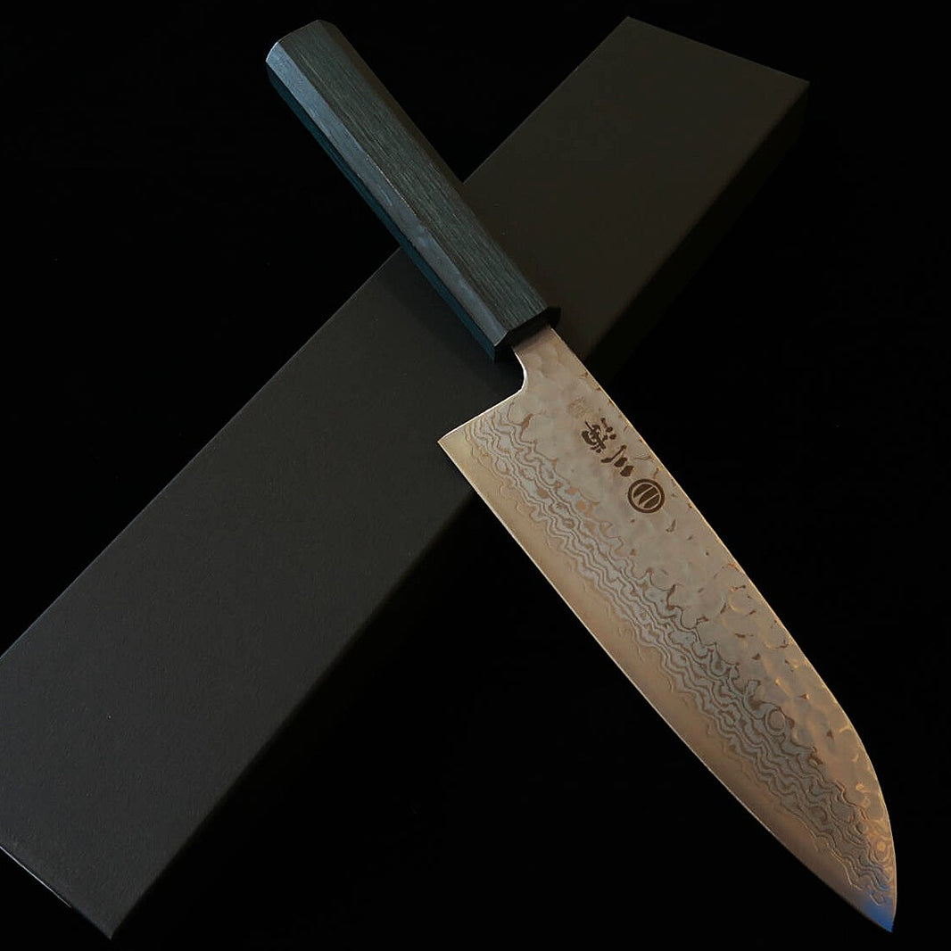 MIURA Miura Santoku Aço Gingami #3 Damasco branco Martelado Cabo Sanran (165 mm)