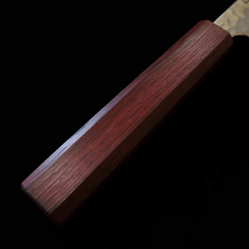 三浦 MIURA 三徳 銀紙三号 白ダマスカス 鎚目 燦紫柄 (165mm)