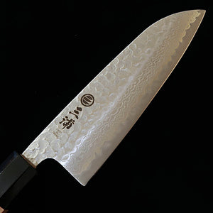 Miura Santoku acero Gingami #3, damasco mate, mango octogonal de arce y cuerno de búfalo (165 mm)