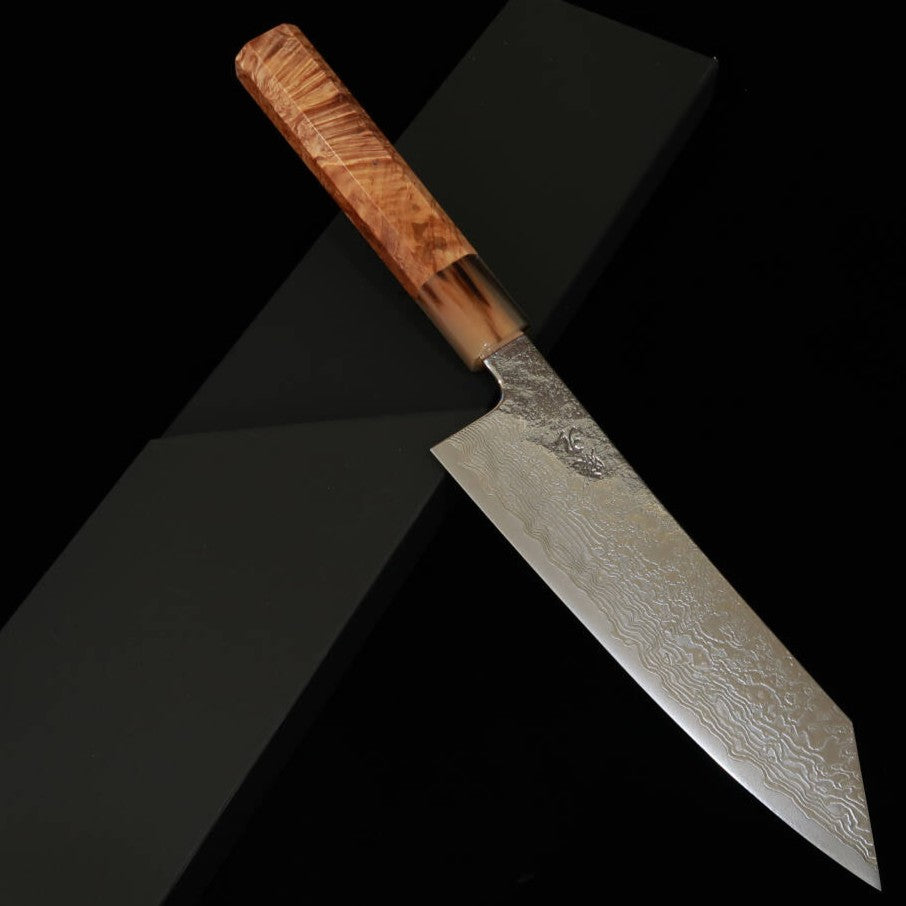 猿九 ENKYU 切付三徳 焔雲シリーズ SG2 ダマスカス 花梨水牛口輪八角柄（180ｍｍ）