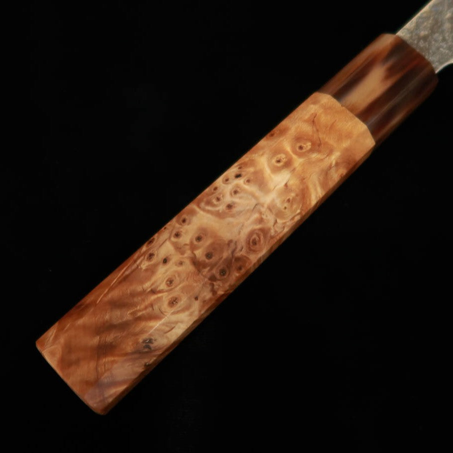 猿九 ENKYU 切付牛刀 焔雲シリーズ  SG2 ダマスカス 花梨水牛口輪八角柄（210ｍｍ）