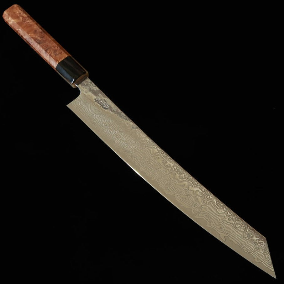 猿九 ENKYU 切付筋引 焔雲シリーズ SG2 ダマスカス 花梨水牛口輪八角柄　（270ｍｍ）