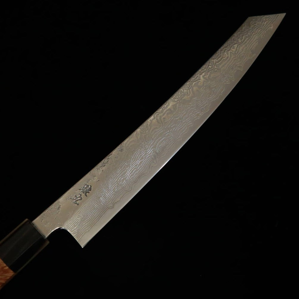 猿九 ENKYU 切付筋引 焔雲シリーズ SG2 ダマスカス 花梨水牛口輪八角柄　（270ｍｍ）