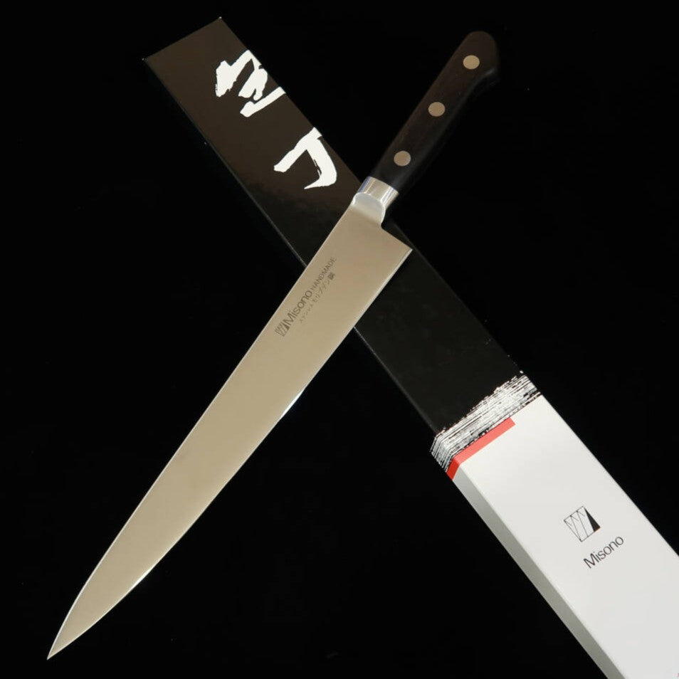 Misono acero molibdeno sujihiki mango de laminado negro para zurdos (240/270 mm)
