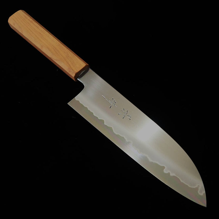 KAGEKIYO Gokujō Shirogami n°2 Manche octogonal en cerisier Santoku japonais (180 mm)