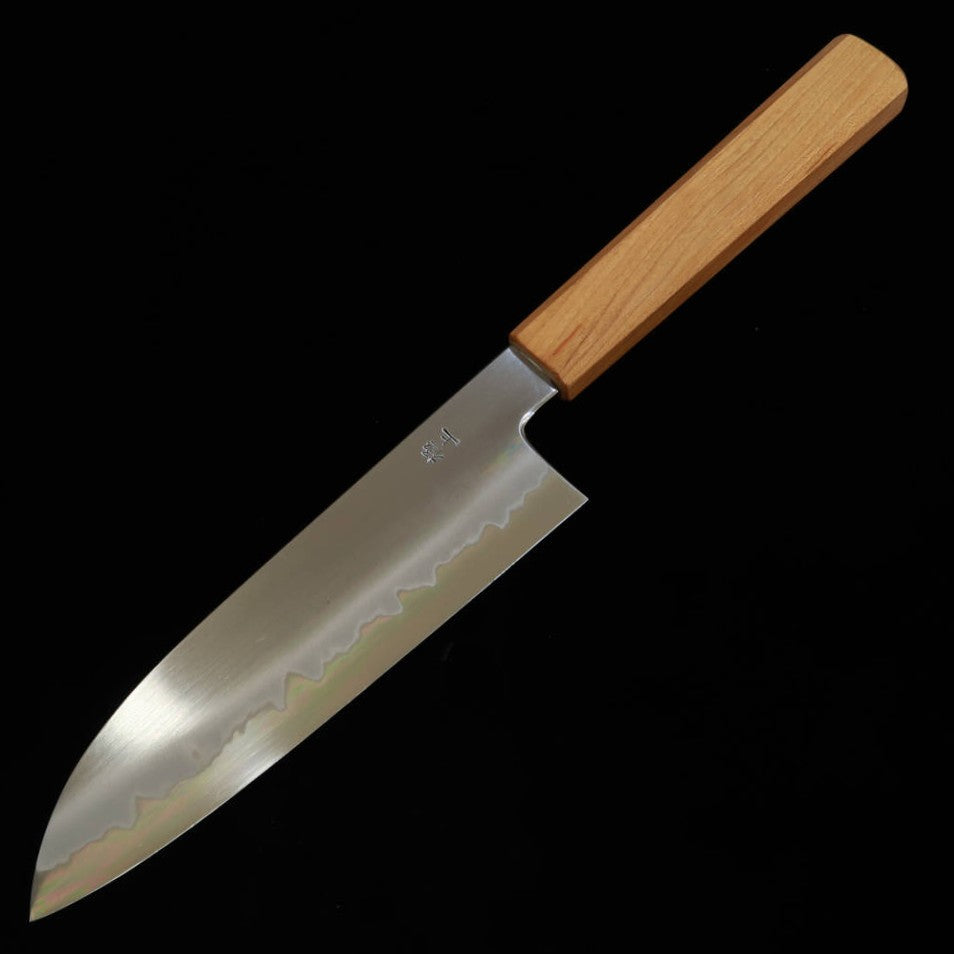 KAGEKIYO Gokujō Shirogami n°2 Manche octogonal en cerisier Santoku japonais (180 mm)