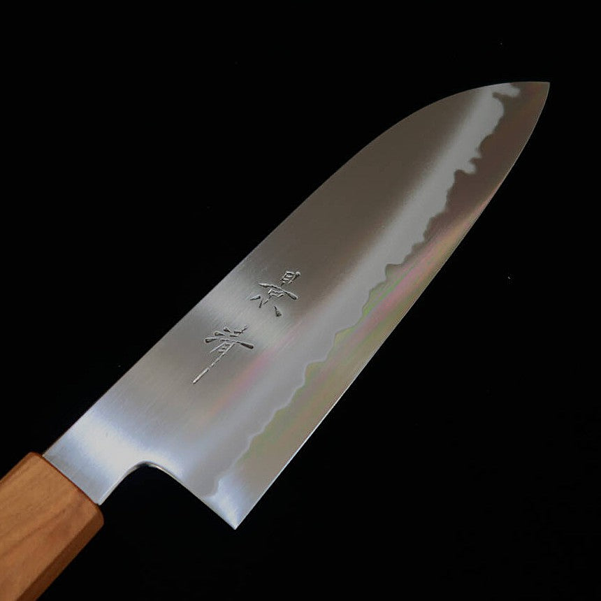 KAGEKIYO Gokujō Shirogami n°2 Manche octogonal en cerisier Santoku japonais (180 mm)