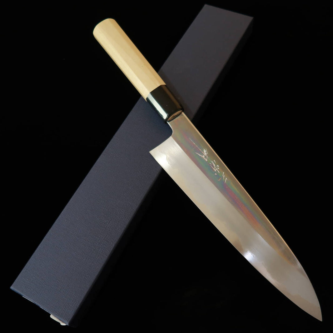 三浦 佩 MIURA Obidama　牛刀 白紙一号 鏡面 朴八角柄　（210/240mm）