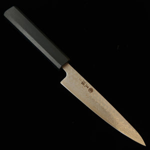 三浦 MIURA ペティ 銀紙三号 月白ダマスカス 藍八角柄 （135mm）