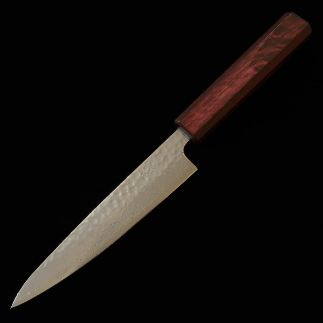 三浦 MIURA ペティ 銀紙三号 月白ダマスカス 紫八角柄 （135mm）