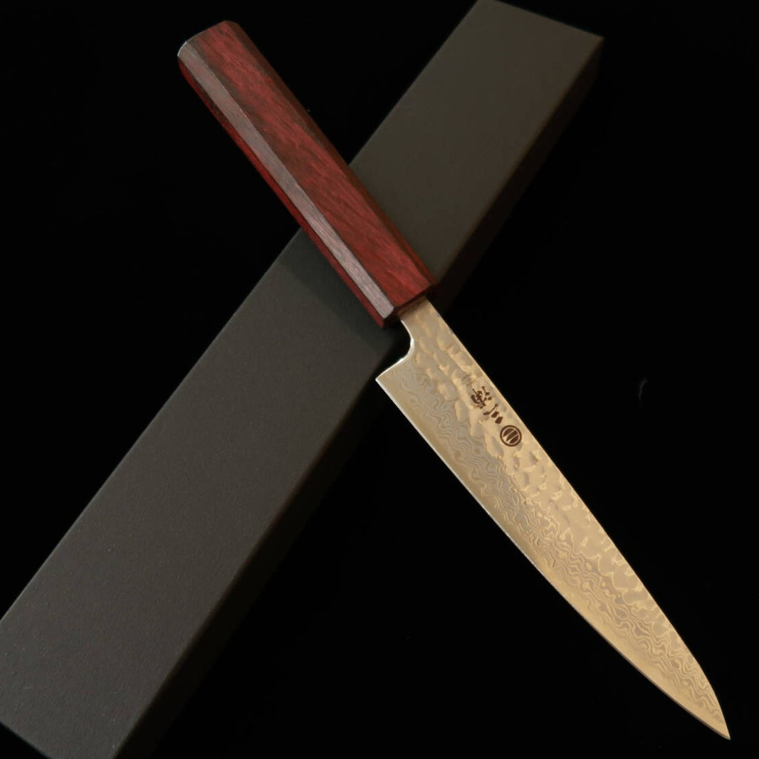 Miura MIURA Petty acero Gingami nº3, damasco tsukishiro, mango octogonal morado (135 mm)
