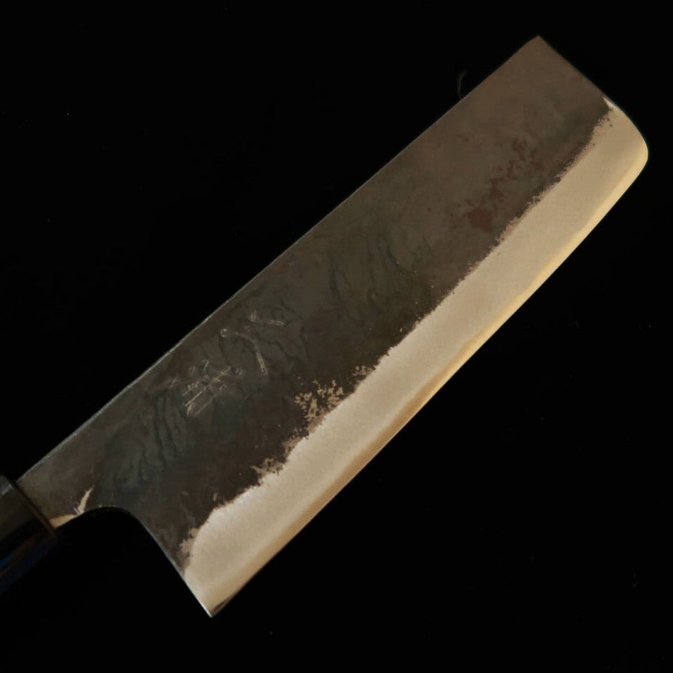 三浦MIURA 鍛造菜切 白紙二号 黒打ち プラ朴丸柄（135mm）