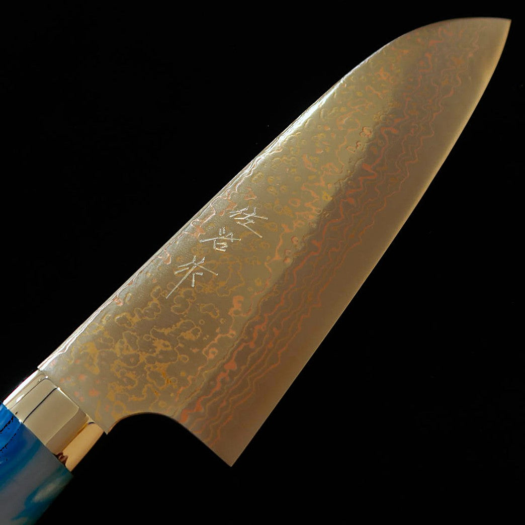 佐治武士 SAJITAKESHI 三徳 VG10 有色ダマスカス BLアクリルハンドル （180mm）