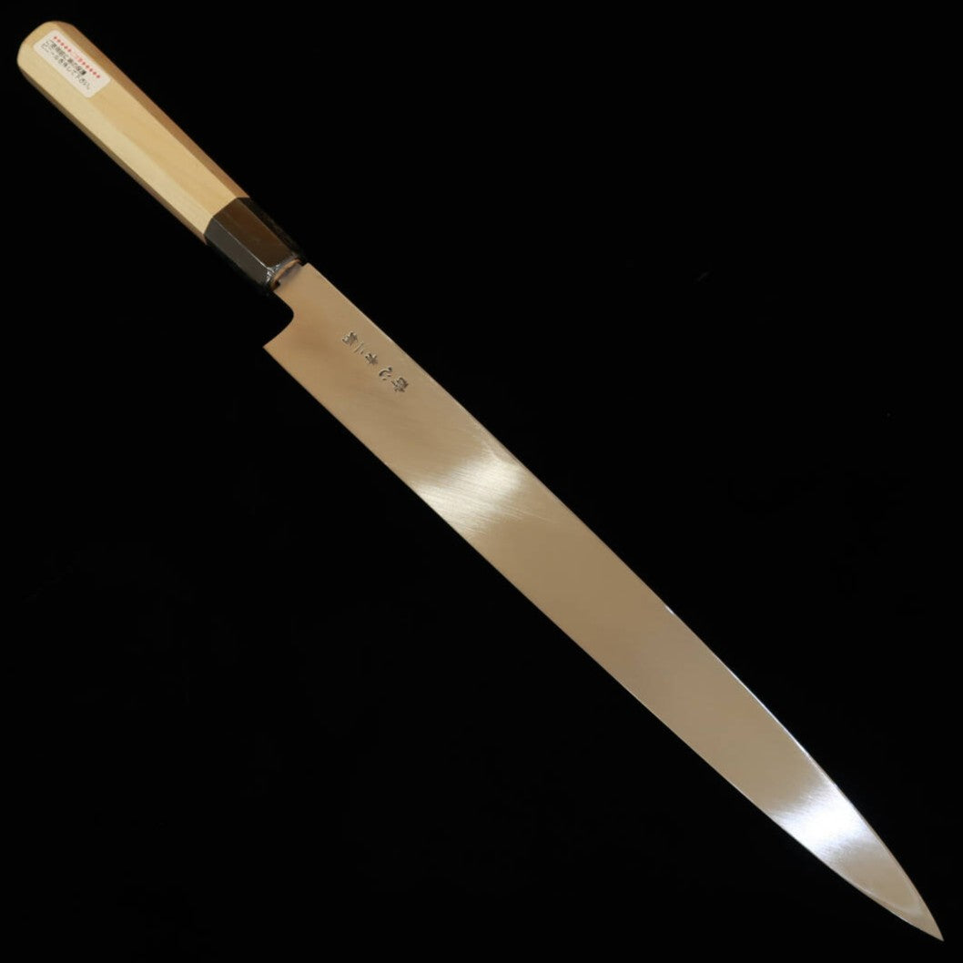 Suisin Yanagiba Blue Steel #2 Hongasumi, Octagonal Magnolia Handle, Left-handed, with Magnolia Saya (240-300mm)