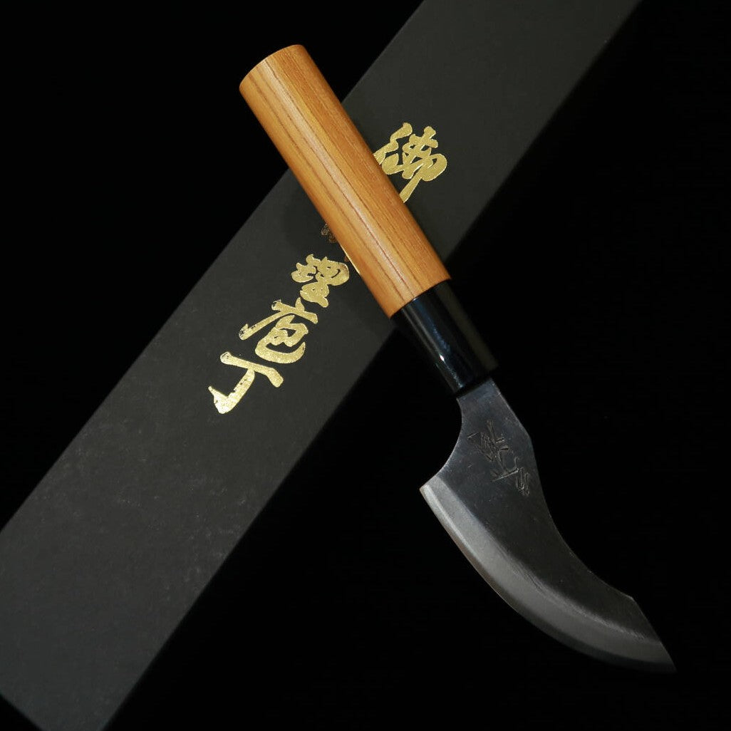 MIURA Aogami #2 Faca para Despelar Javali, fio duplo, cabo de keyaki (85mm)