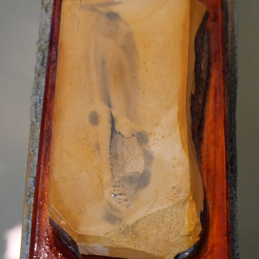 Pedra natural de amolar Okudono awasedo, pedaço (koppa) com base, 53×112×17 mm