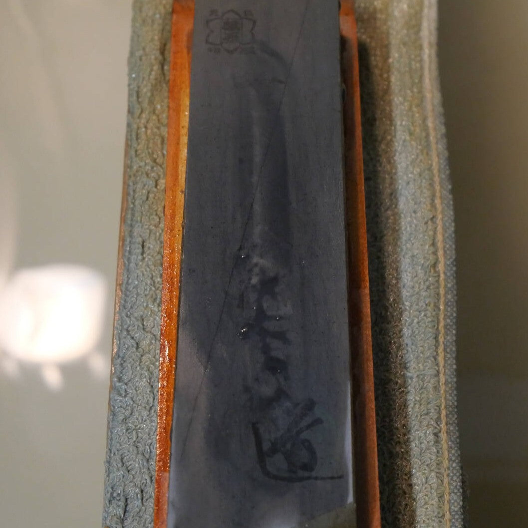 天然砥石　菖蒲谷砥石　サン型　台付き　38×150×13mm