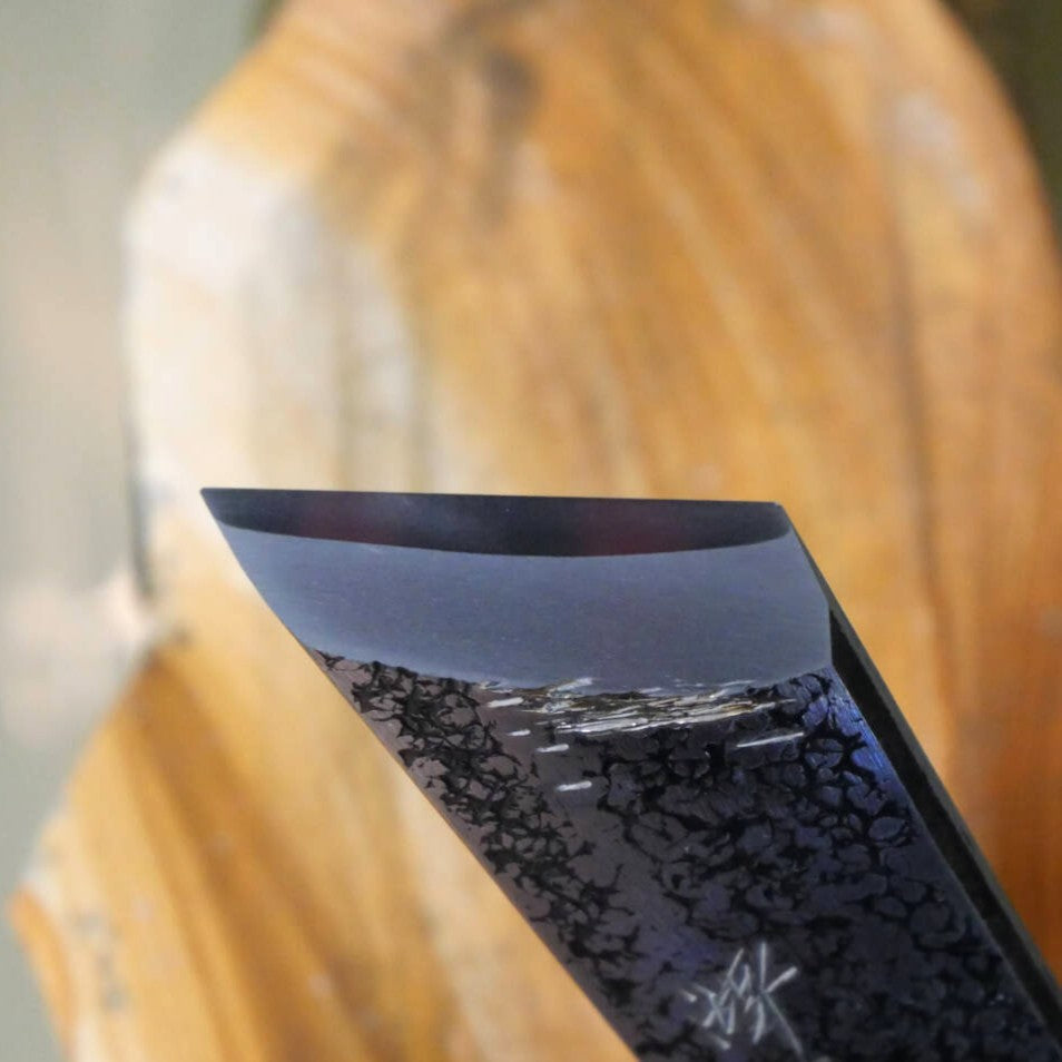 Mio Tsukushihime Piedra de afilar natural Iyo Meito M47, veta de madera, en caja de madera, 111×238×35 mm