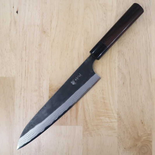 安立ANRYU 牛刀 白紙二号 黒打ち ダマスカス 紫檀柄 （210mm）