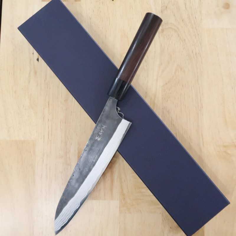 Gyuto Anryu Aço Shirogami #2 Kurouchi Damasco cabo em madeira (210mm)