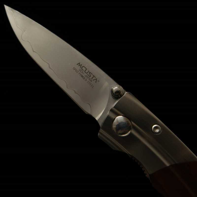 Navaja plegable MCUSTA Shinra Mixture Ripple SPG2 mango de madera de hierro MC-0141G- (71mm)