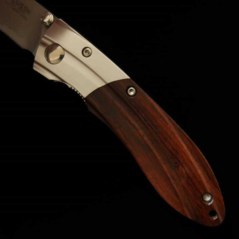 Navaja plegable MCUSTA Shinra Mixture Ripple SPG2 mango de madera de hierro MC-0141G- (71mm)