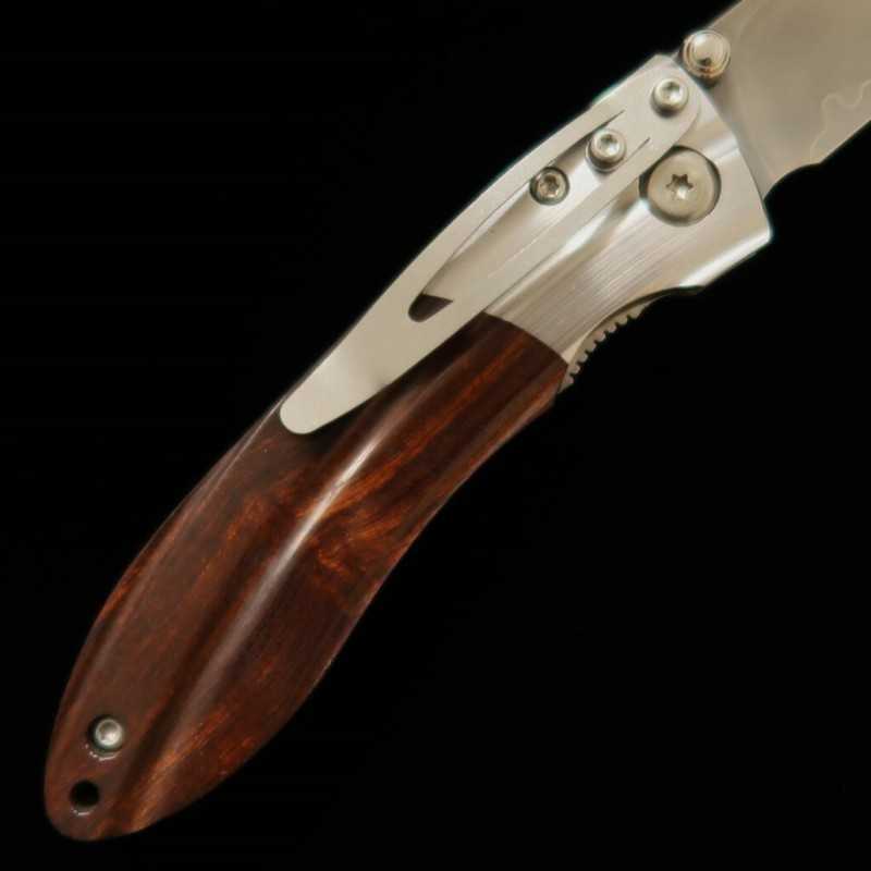 Navaja plegable MCUSTA Shinra Mixture Ripple SPG2 mango de madera de hierro MC-0141G- (71mm)