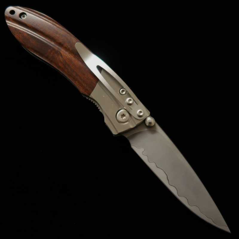 Navaja plegable MCUSTA Shinra Mixture Ripple SPG2 mango de madera de hierro MC-0141G- (71mm)