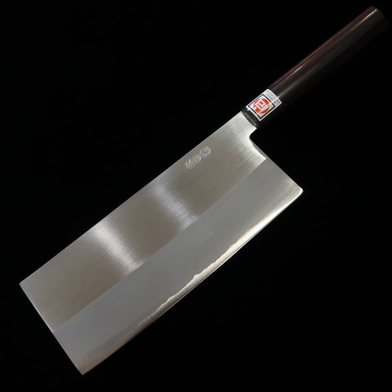 池浪刃物 IKENAMI HAMONO 青紙二号 軟鉄割込  磨き仕上げ 紫檀柄 中華包丁 (210mm)