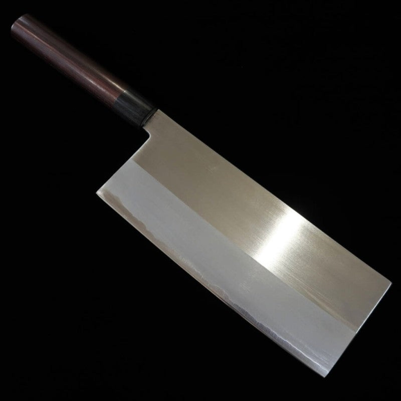 IKENAMI HAMONO acero Ao-2 con alma blanda de hierro, acabado pulido, mango de palisandro, cuchillo chino (210 mm)