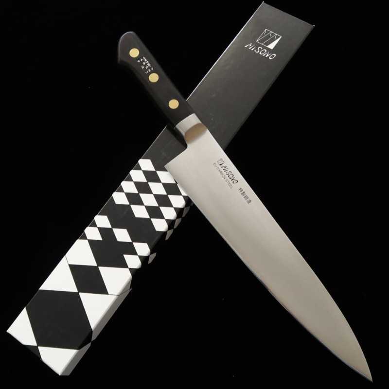Misono MISONO EU Carbon Gyuto Mango de laminado negro (180–270 mm)
