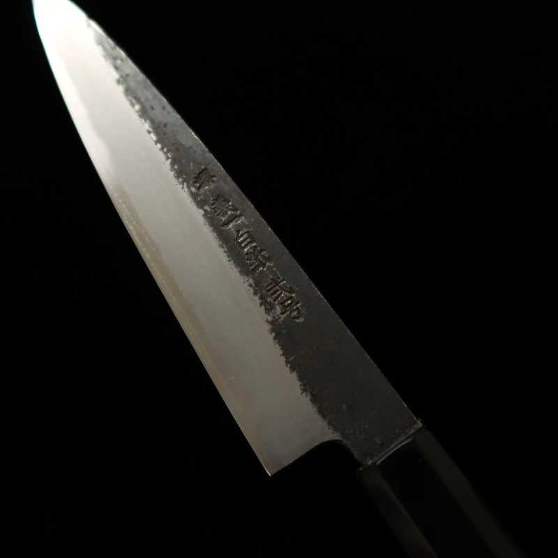 MIURA Itadaki – TANAKA Giichi, petty Shirogami n°2, finition kuro-uchi, manche octogonal en ébène (150 mm)